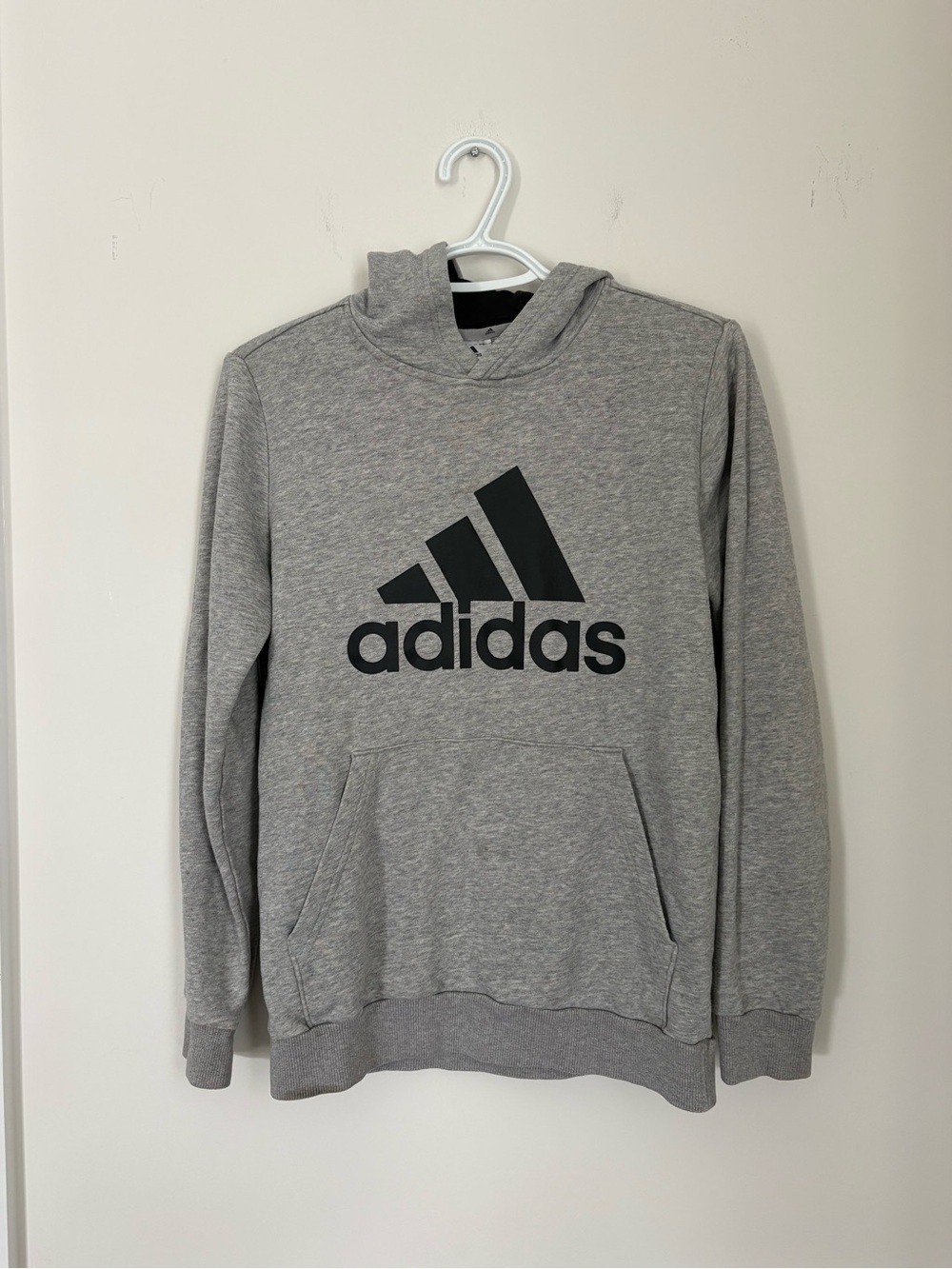 Adidas Essentials Big Logo Hoodie - Heather Gray Classic Sportswear - Picture 2 of 7